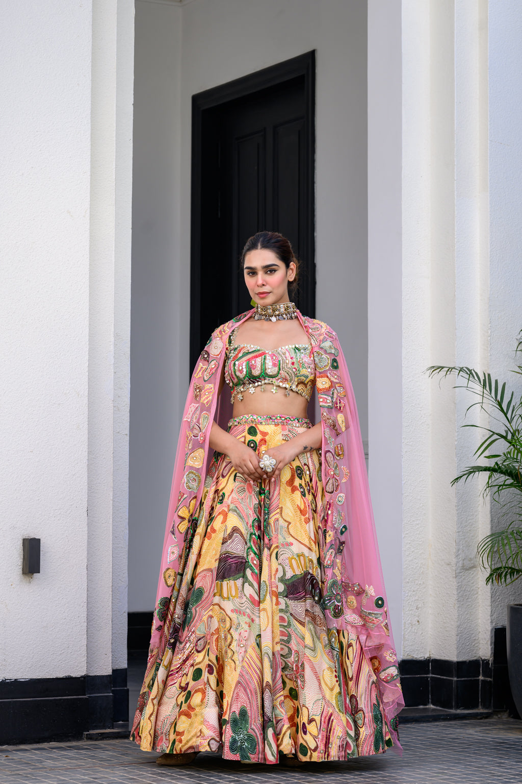 Flora Highlighted Lehenga Paidawn With Highlighted Blouse And Highlighted Applique Dupatta image 0