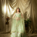 Sky Blue Floral Organza Lehenga Set image 0