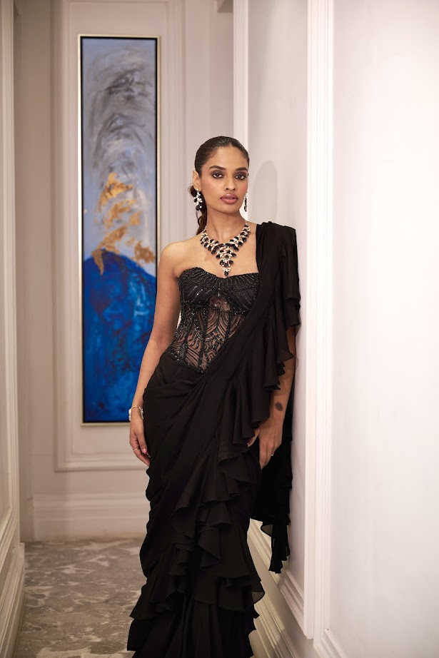 Ira Ruffle Saree Set with Corset image 0
