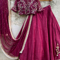 Burgundy Embroidered Lehenga Set image 0