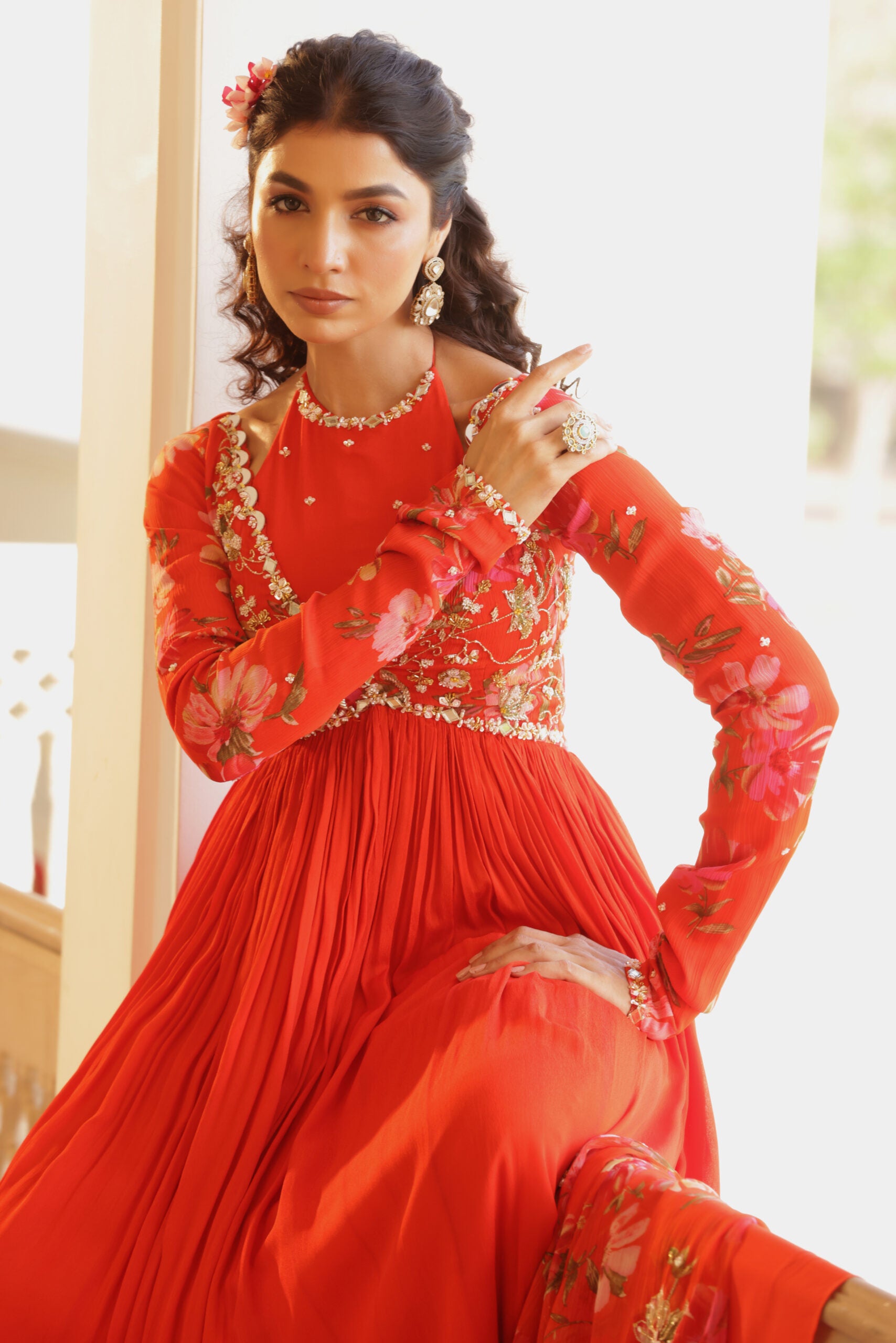 Georgette Crepe Double Neck Anarkali image 15