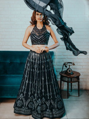 Midnight Blue Lehenga Set - M image