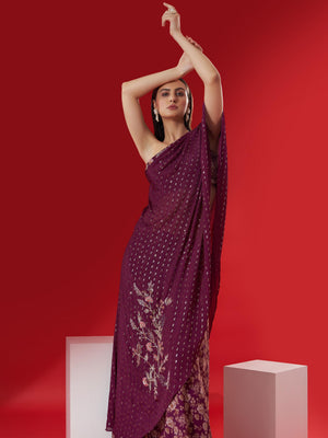 Wine Floral Print Kaftan Set image 2