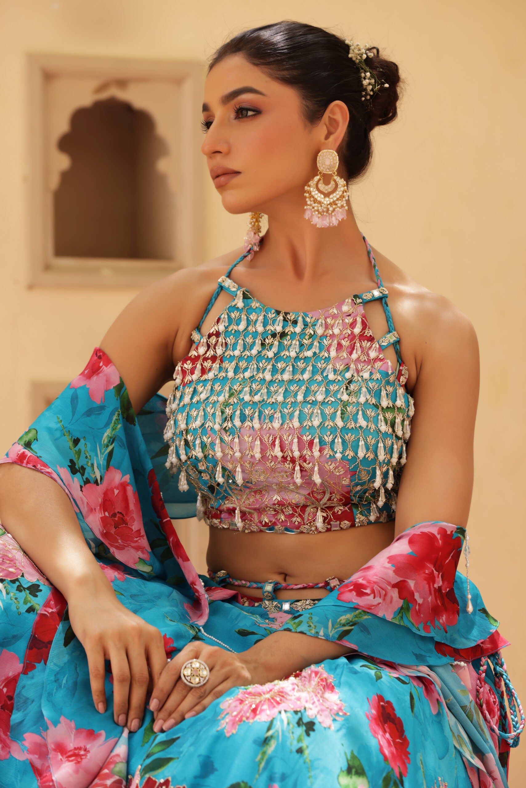 Floral Print Box Pleat Lehenga image 16