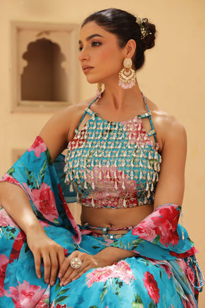 Floral Print Box Pleat Lehenga image 16