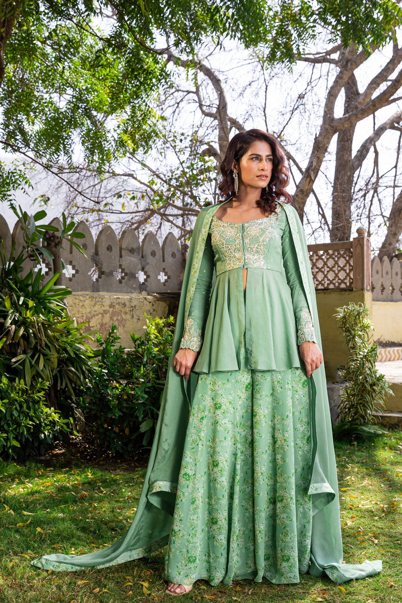 Forest Green Georgette Kurta Set image 3