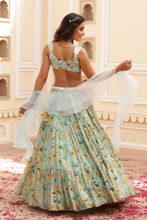 Three Tier Embroidered Lehenga image 10