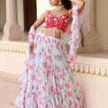 Floral Printed Three Tier Lehenga image 0