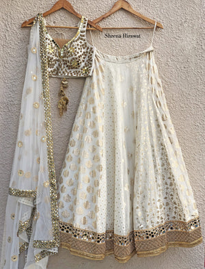 White Multi Kali Lehenga - M image
