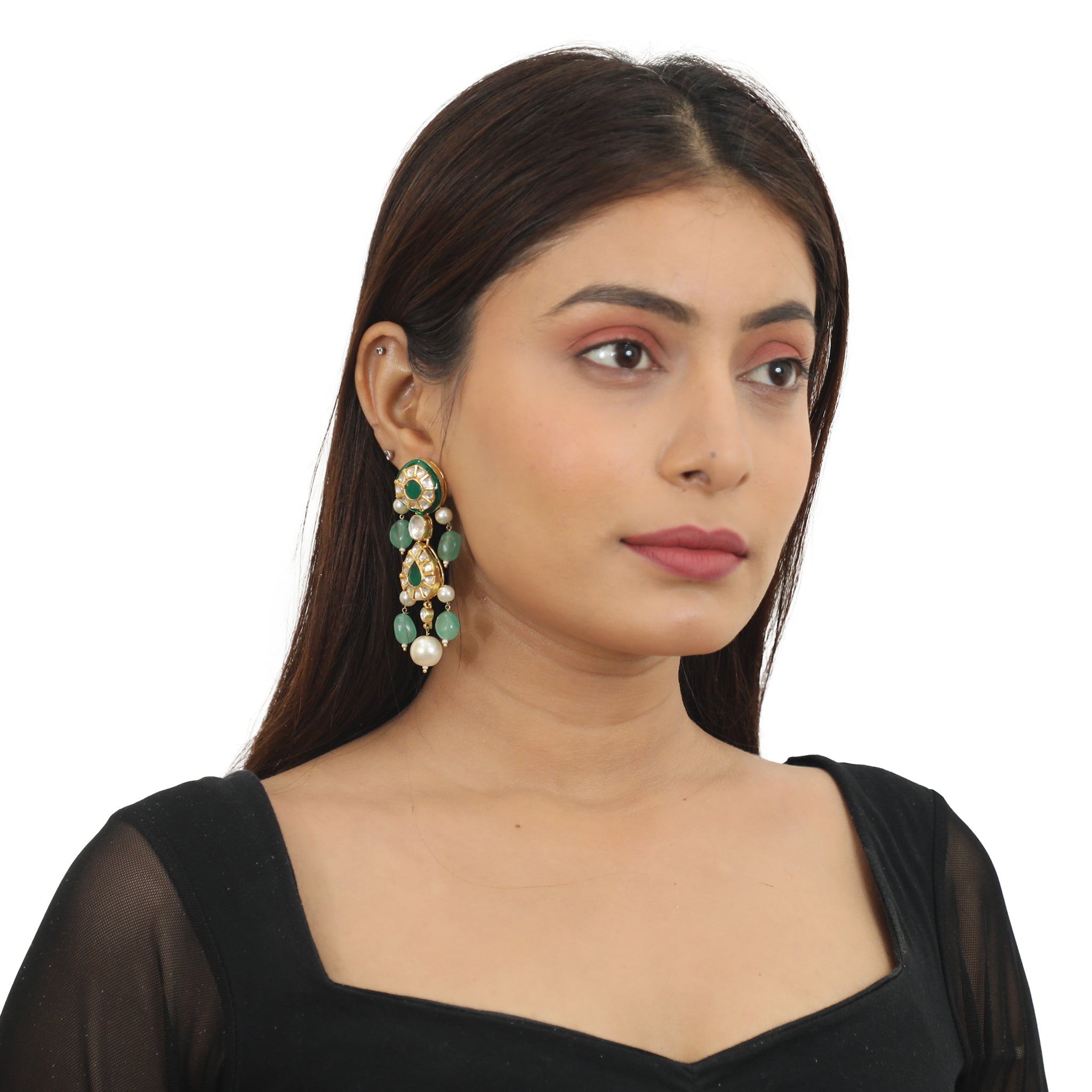 Green Meenakari Necklace Set image 3
