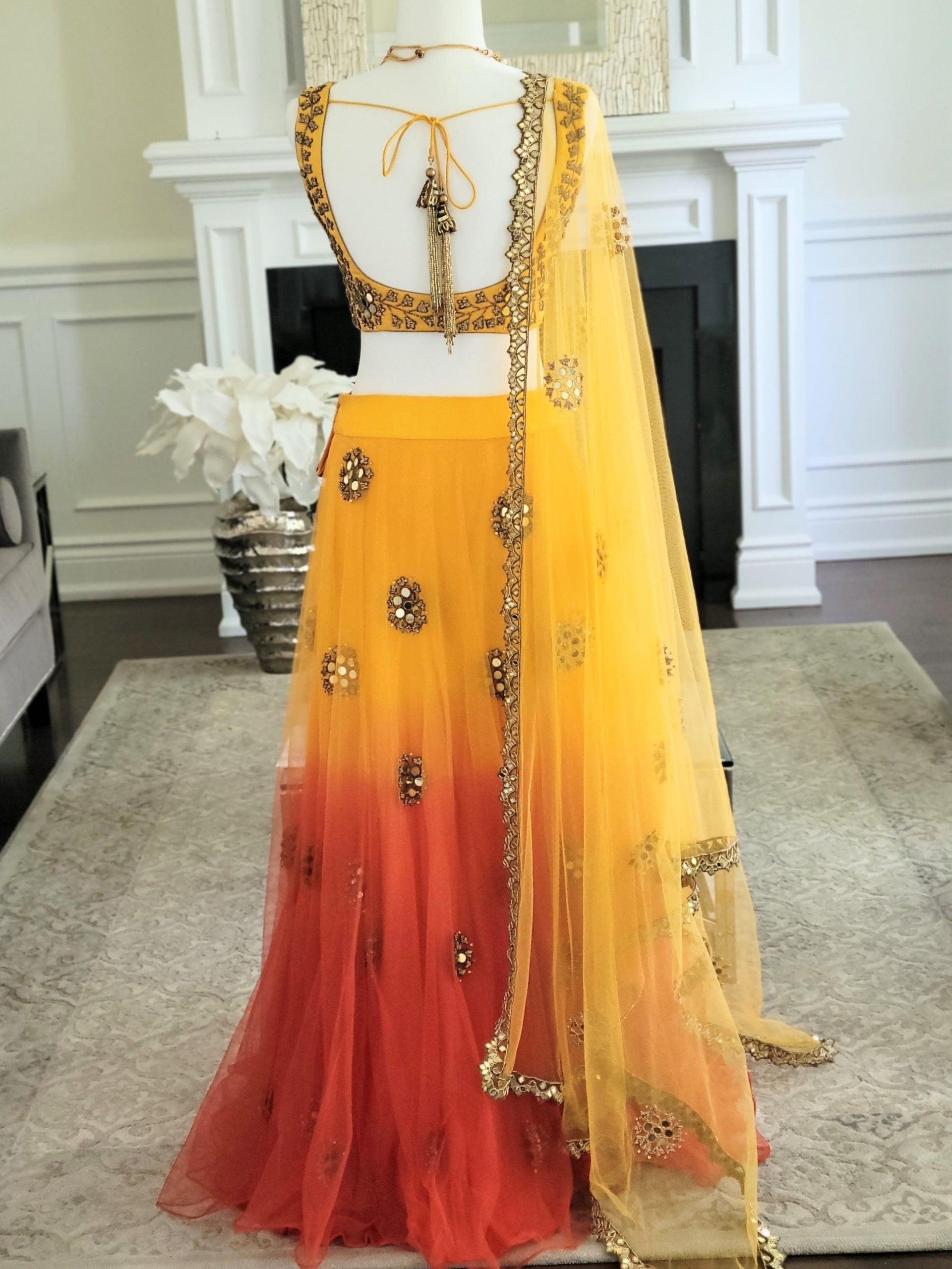 Mango-Orange Ombre Lehenga image 2