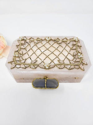 White Resin with Agate Clasp Clutch image 3