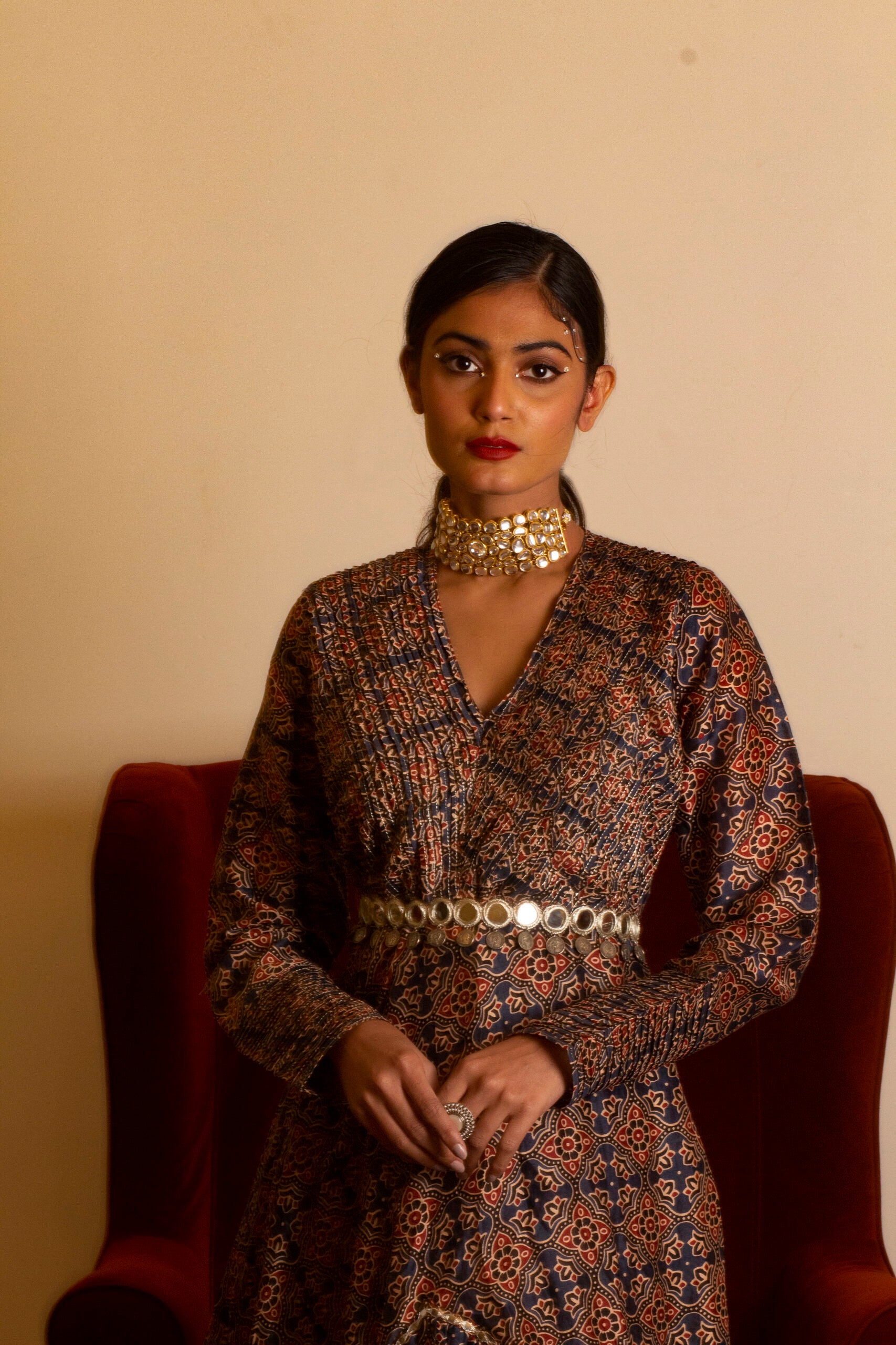 Ajrakh Print Pintuck Dress image 4
