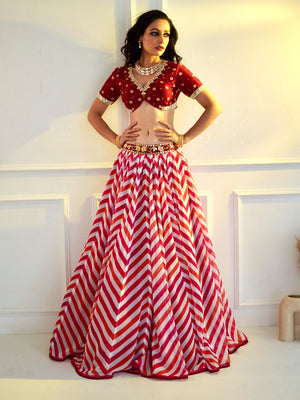 Maroon Myrah Chevron Lehenga Set image 8