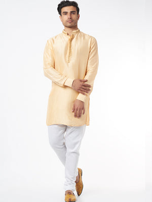 Nude Silk Kurta Set - S image