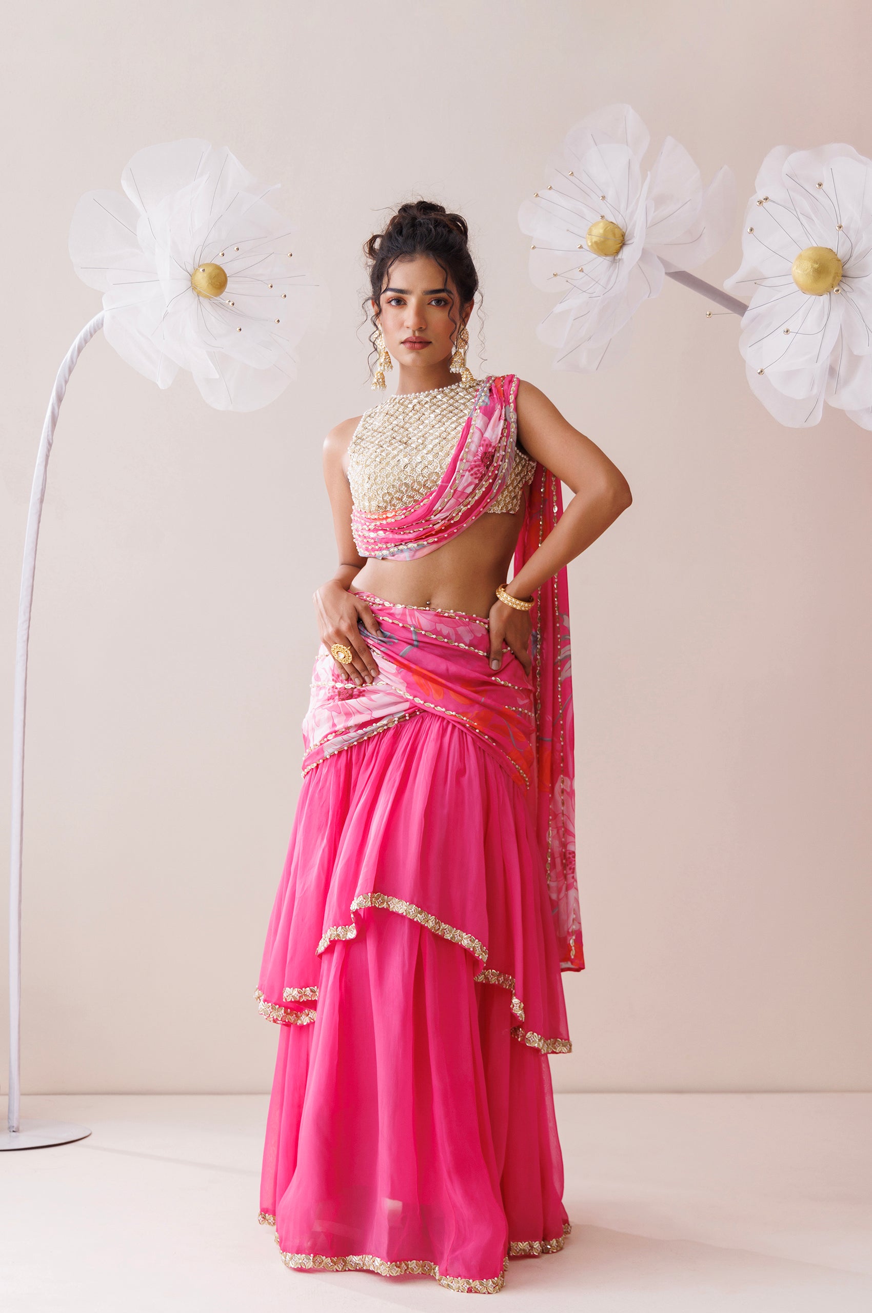 Pink Organza Lehenga Set image 5