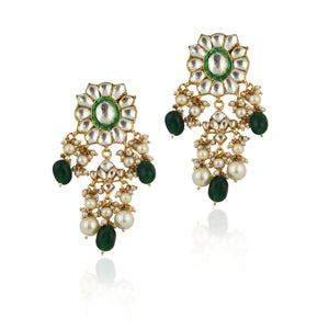 22KT Gold Plated Green Choker Necklace Set image 3