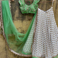 Green and Ivory Ruffle Lehenga image 0