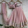 Nude Pink Embroidered Lehenga Set image 0