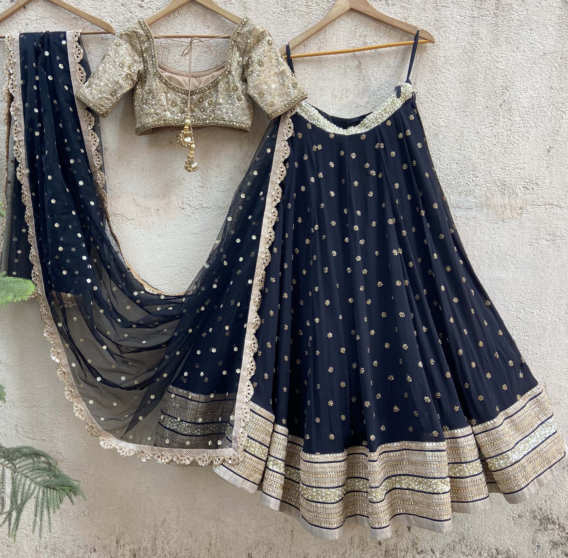 Black Sharmily Lehenga Set with Embroidered Blouse image 1