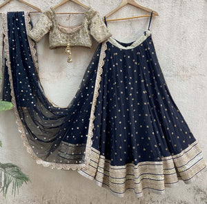 Black Sharmily Lehenga Set with Embroidered Blouse image 1