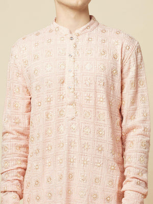 Blush Pink Lucknowi Embroidered Kurta Set image 3