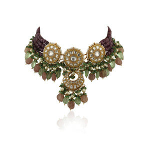 Purple Moti Line Choker Necklace Set image 6