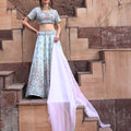 Blue Embroidered and Embellished Heavy Lehenga Set image 0