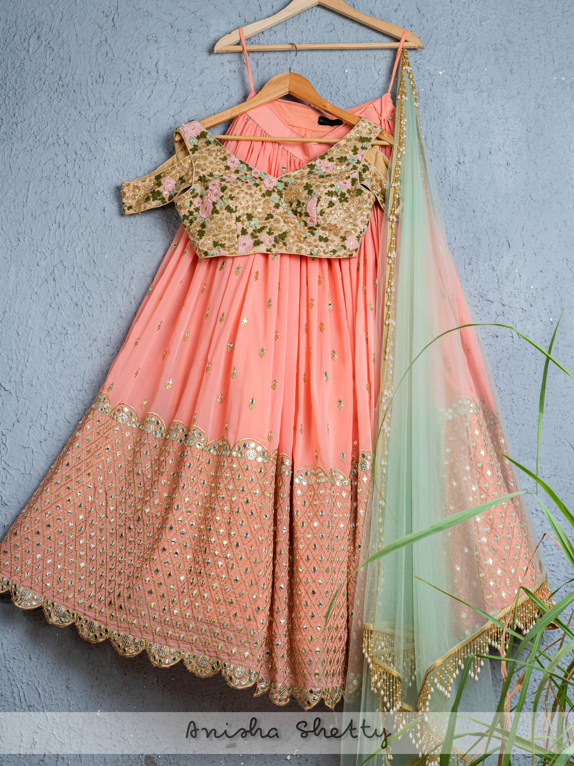 Georgette Coral Lehenga Set image 0