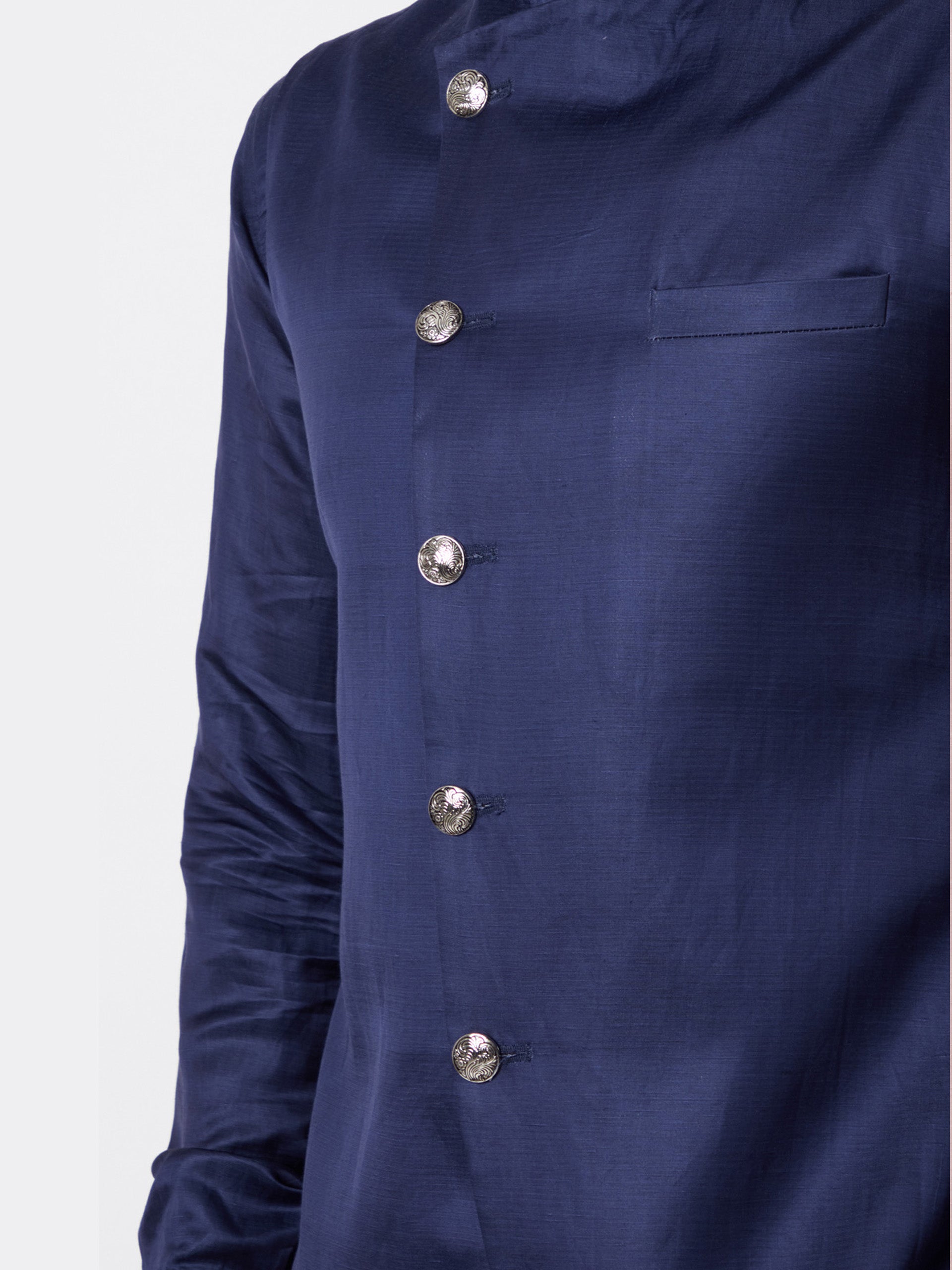 Navy Blue Bundi Jacket Set image 1