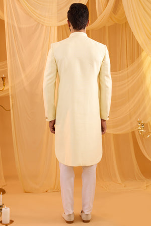Ivory Jacquard Sherwani Set image 2