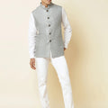 Grey Embroidered Bundi Jacket image 0