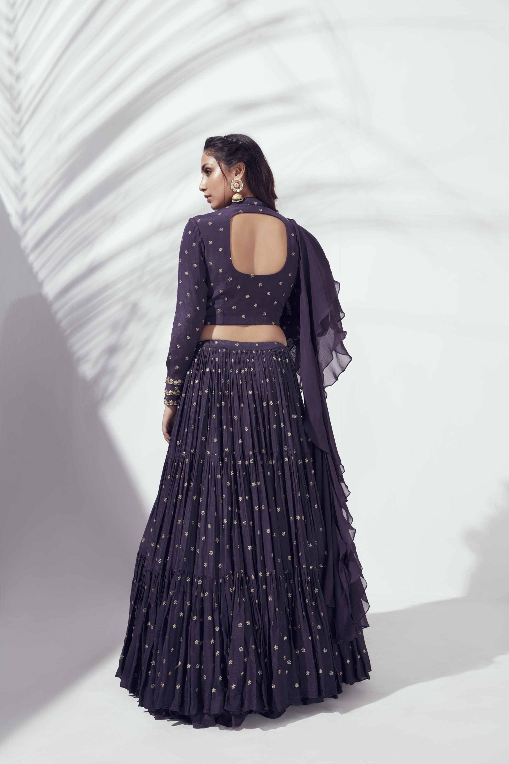 Purple Georgette Crepe Lehenga Set image 1