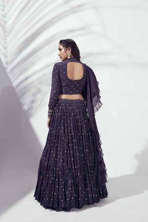 Purple Georgette Crepe Lehenga Set image 1