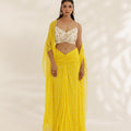 Yellow and White Bandhani Skirt and Cape Set image 0