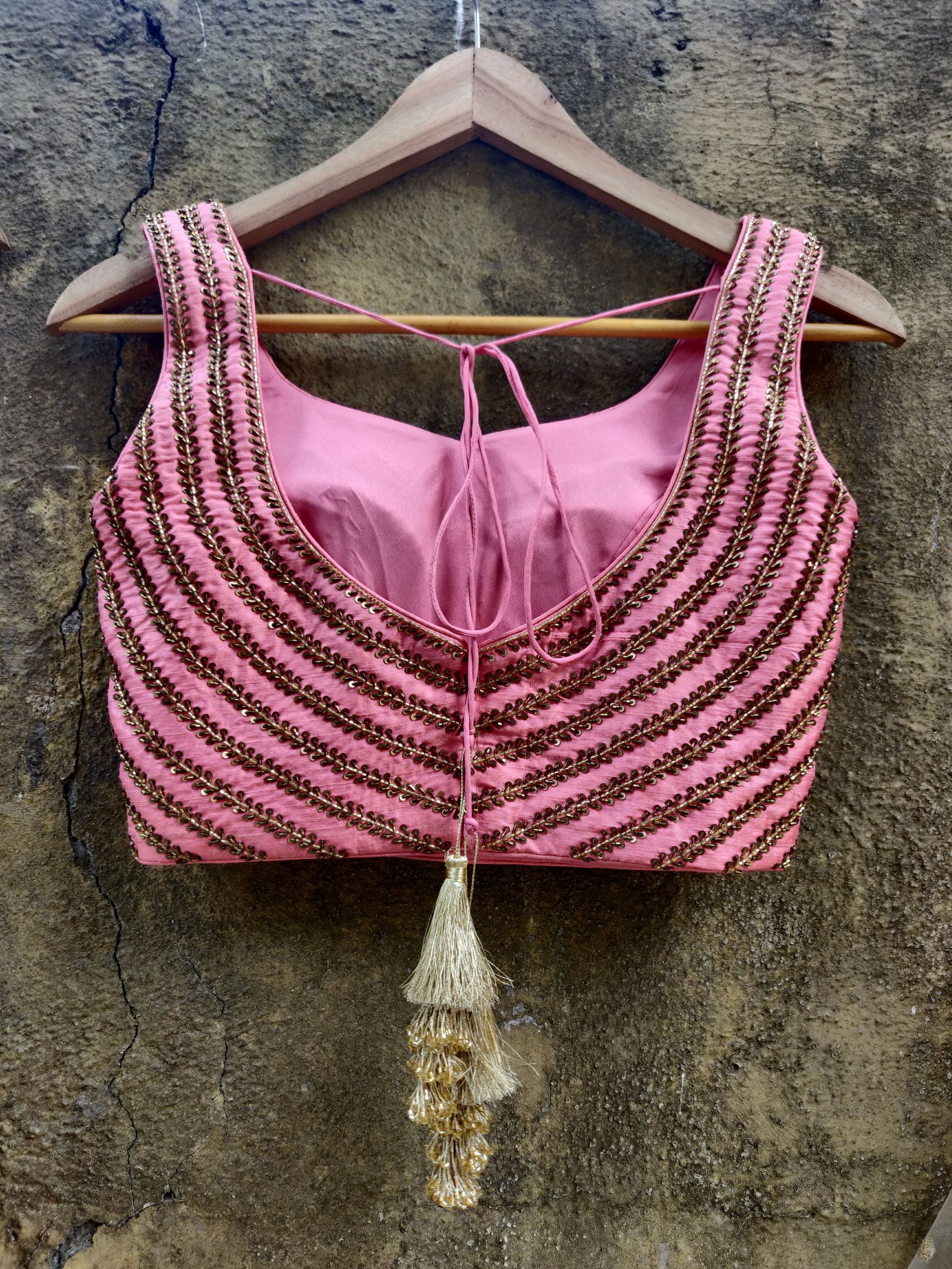 Peach Chevron Zardozi Work Lehenga image 2
