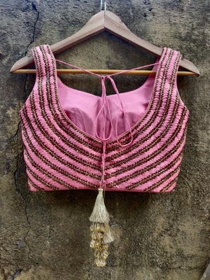 Peach Chevron Zardozi Work Lehenga image 2