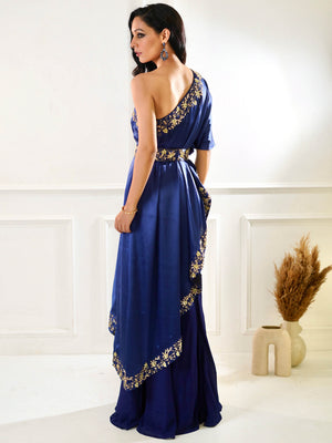 Sehar Navy Amber Cape Sharara Set image 4