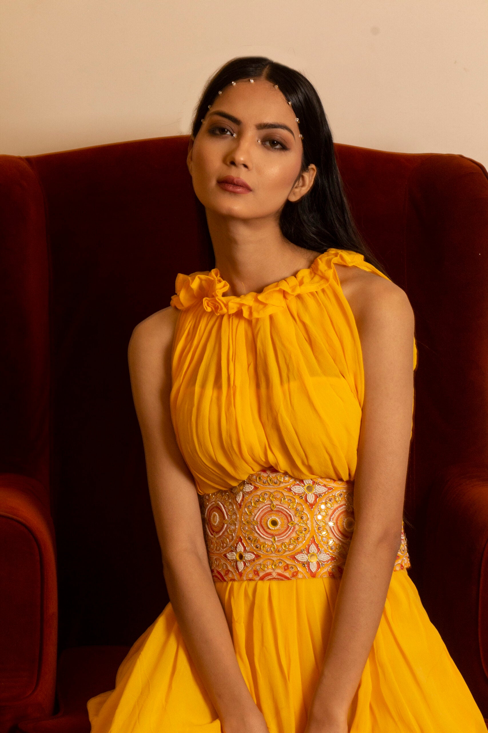Yellow Dress With Corset Belt image 4