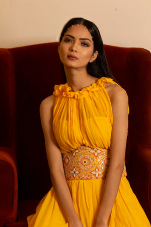 Yellow Dress With Corset Belt image 4