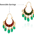 Traditional Gold Plated Green Bead Earrings image 0