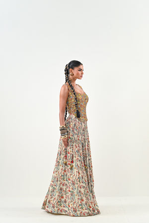 IB LEHENGA WITH EMBROIDERED TASSLE BLOUSE image 3
