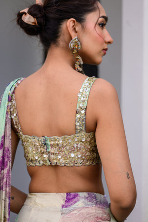 Eden Highlighted Saree Paidwan with Hand Embroidered Blouse image 5