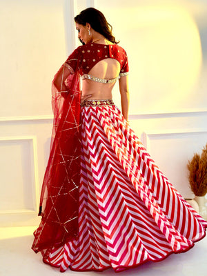 Maroon Myrah Chevron Lehenga Set image 1