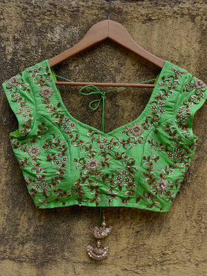 Green and Ivory Ruffle Lehenga image 3