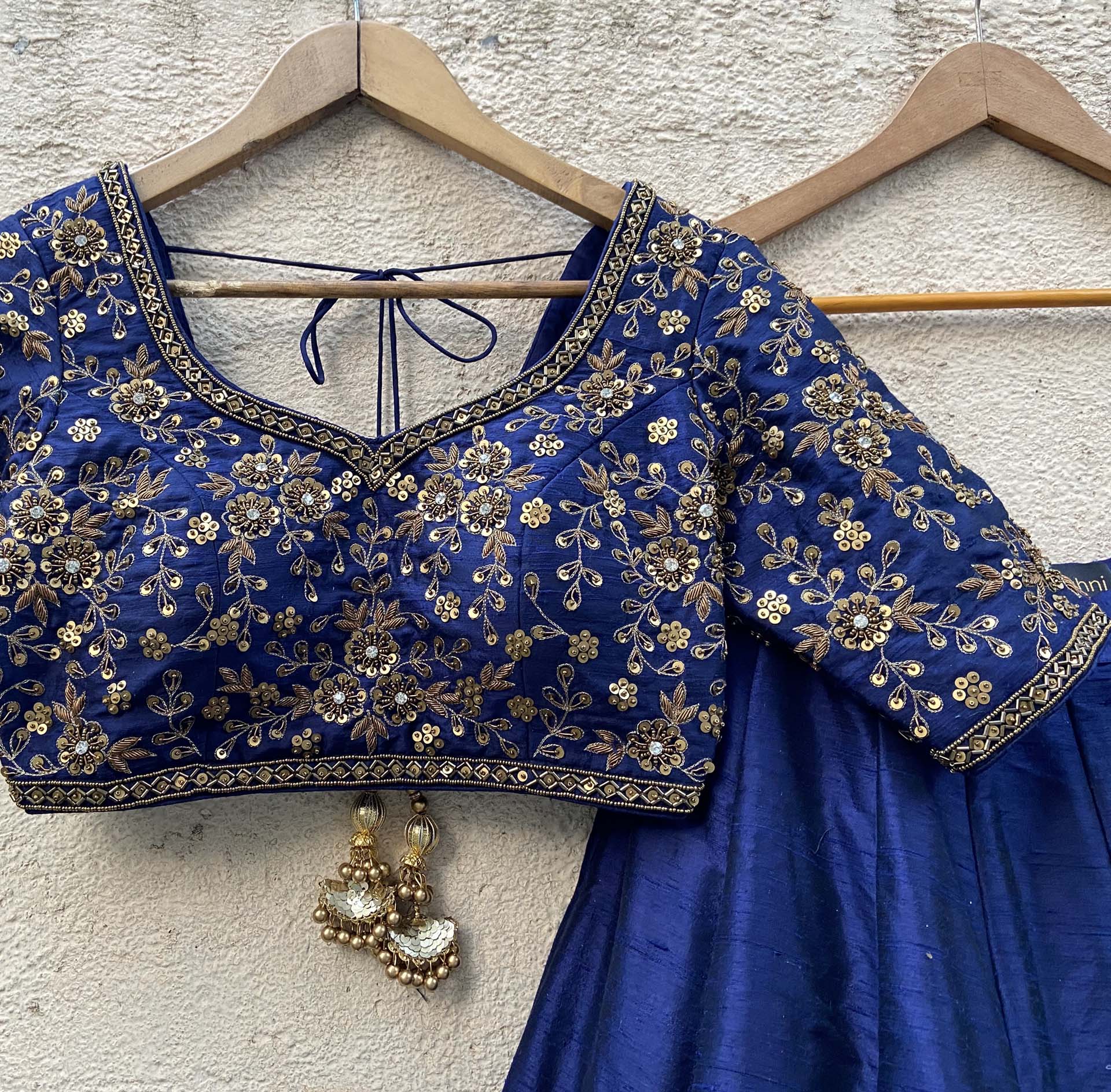 Navy Blue Embroidered Lehenga Set image 1