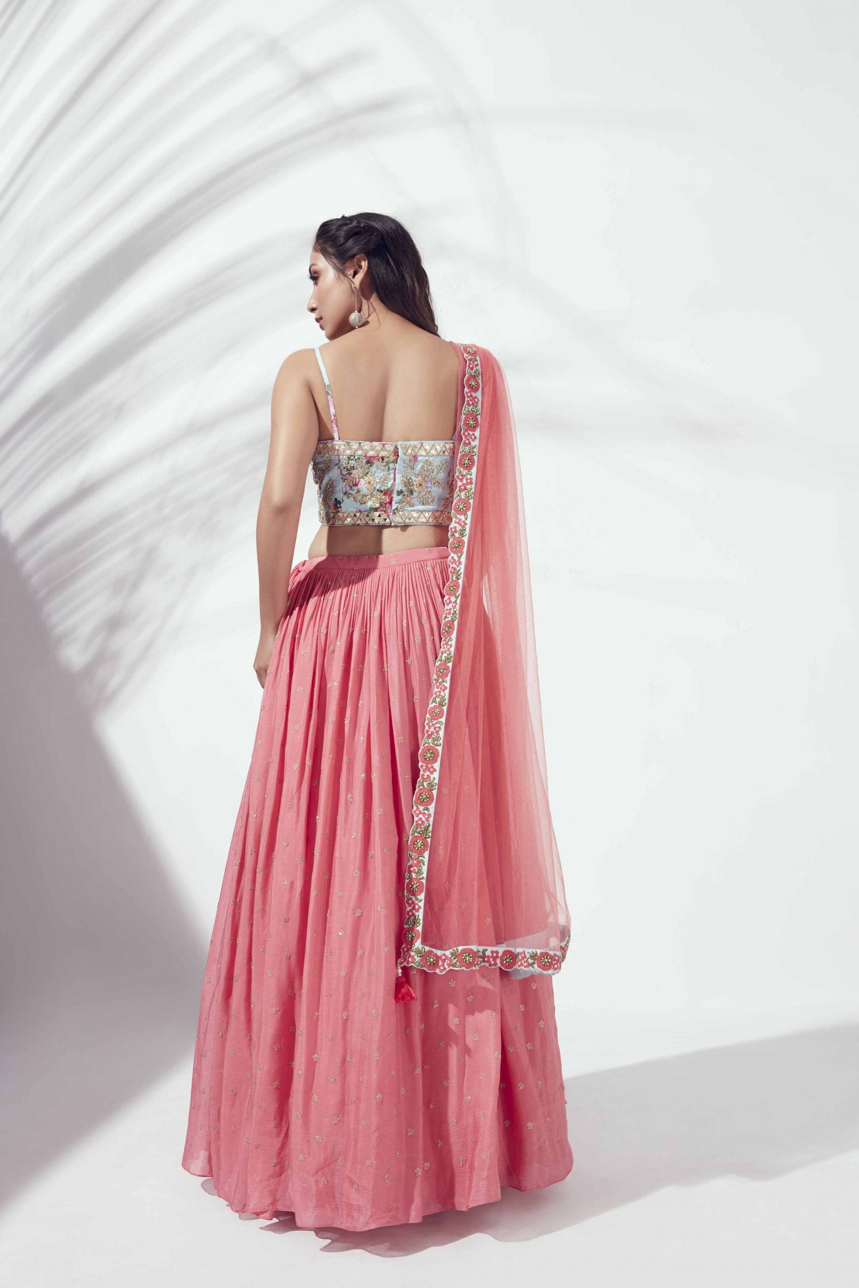 Coral Floral Lehenga Set image 1