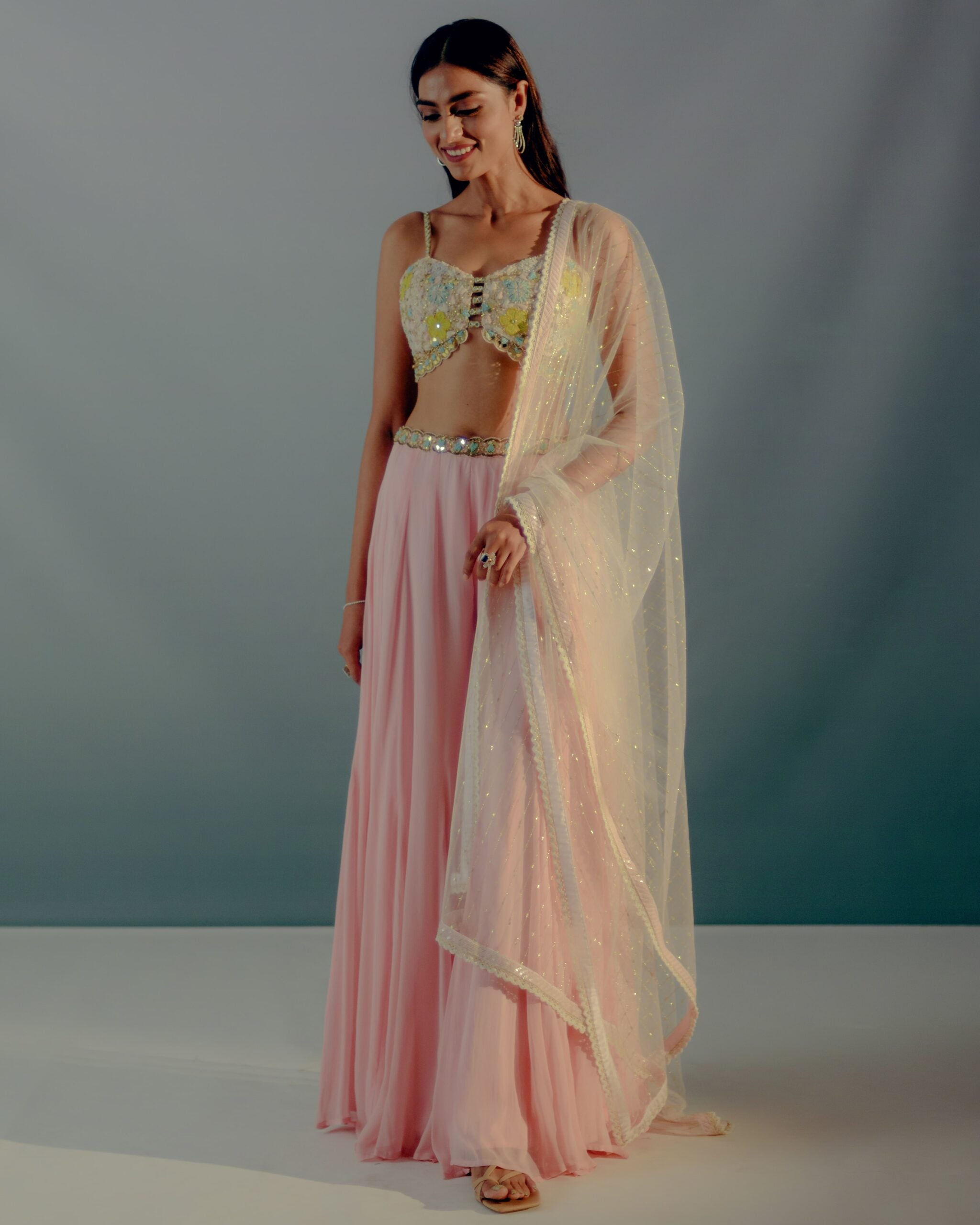 Flamingo Pink Embroidered Pallazo Set image 0