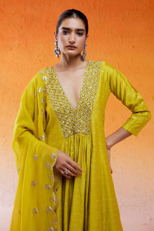 Daisy Yellow Embroidered Anarkali Suit image 4