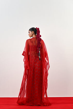 S DHOTI SET WITH EMBROIDERED BLOUSE AND ORGANZA JACKET image 6